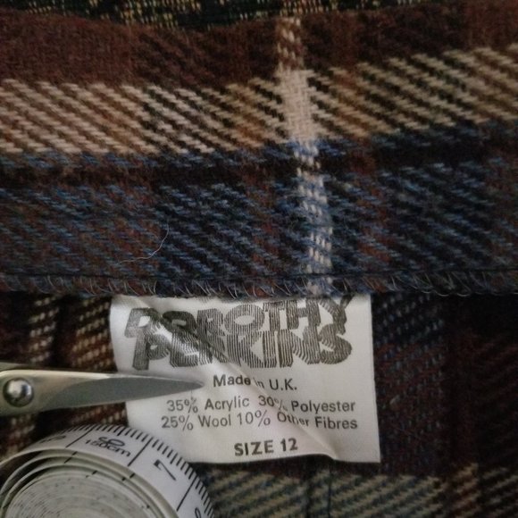 Vintage 70s, kilt skirt, mid-calf, wool blend, blue, browns, Dorethy Perkins - Picture 6 of 7